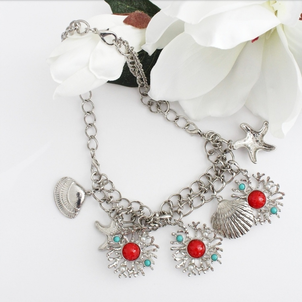 SALE! NWT SILVER OCEAN THEME NECKLACE/BRACELET